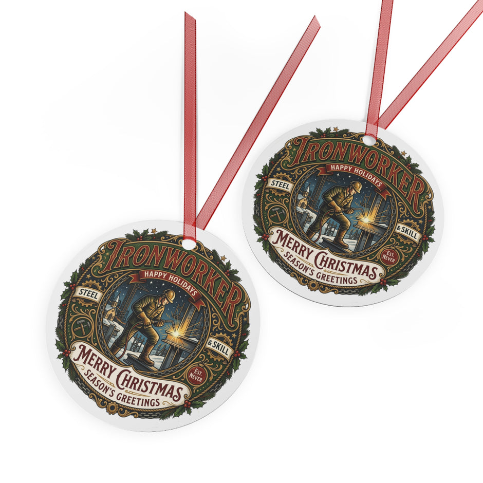 Ironworker Christmas Metal Ornament — 