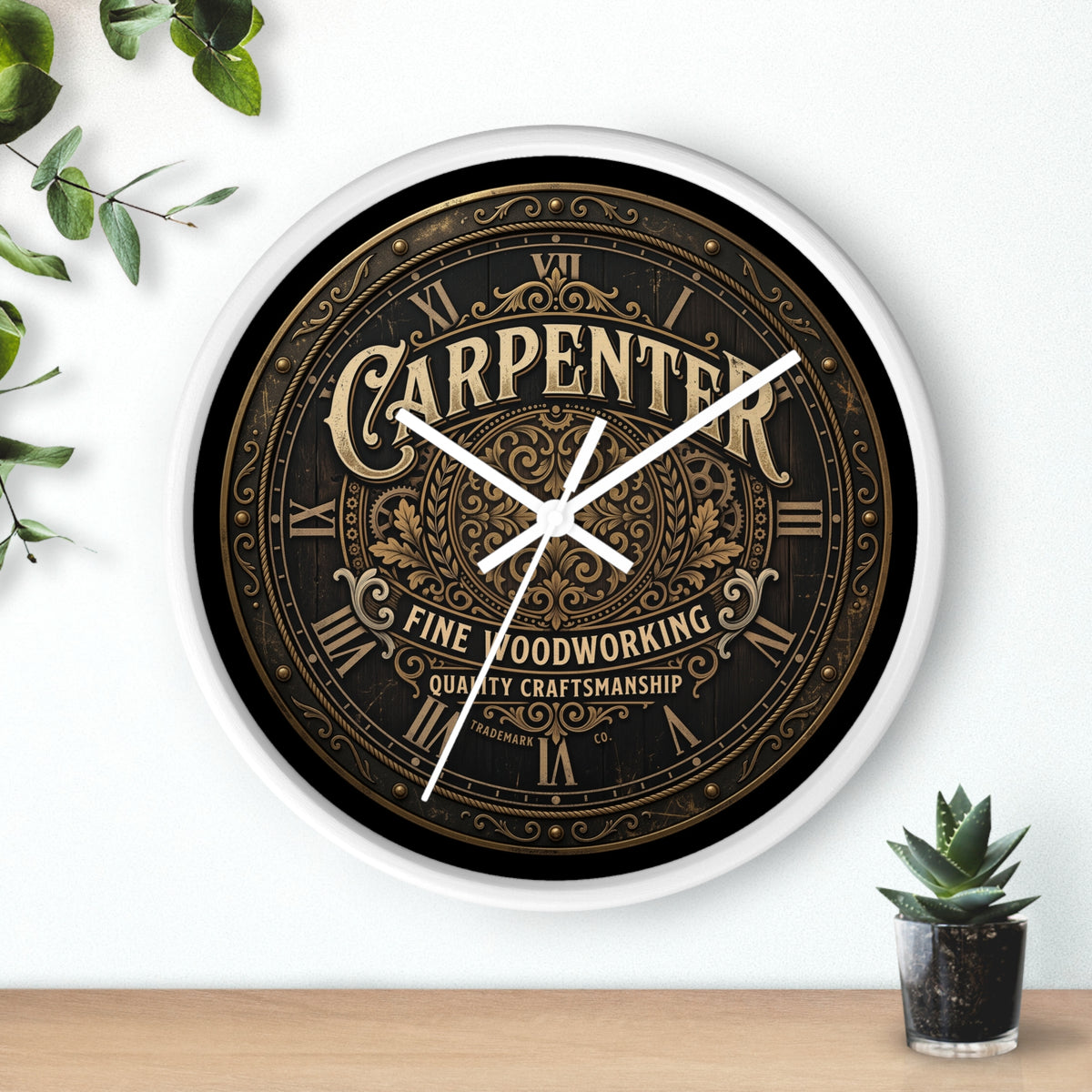 Carpenter Wall Clock — Vintage Woodworking Sign Clock for Workshop & Home - DCA384