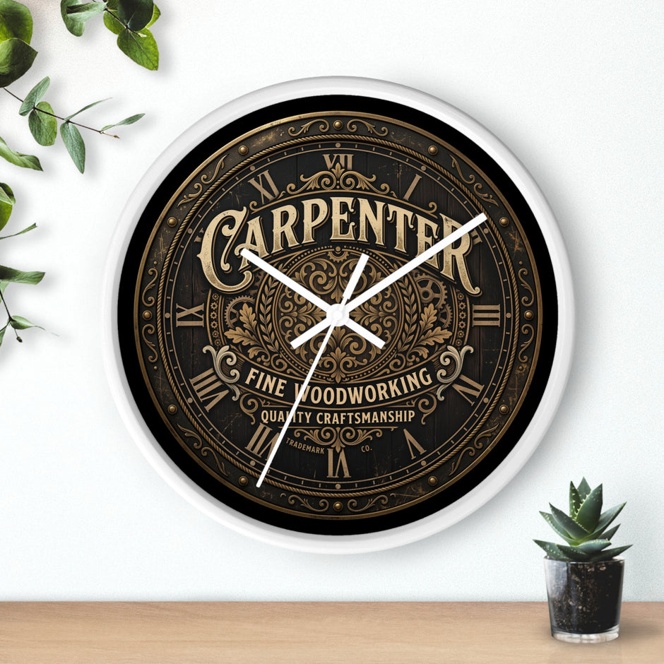 Carpenter Wall Clock — Vintage Woodworking Sign Clock for Workshop & Home - DCA384