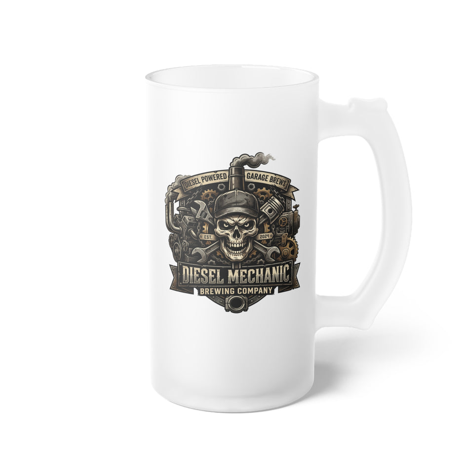 Diesel Mechanic Beer Mug – 16 oz Frosted Glass Gift for Truck & Equipment Mechanics - DCA0515