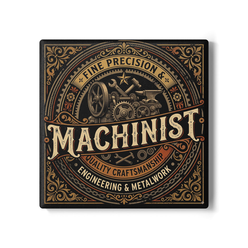 Machinist Ceramic Coaster — Vintage Engineering & Metalwork Design - DCA0412