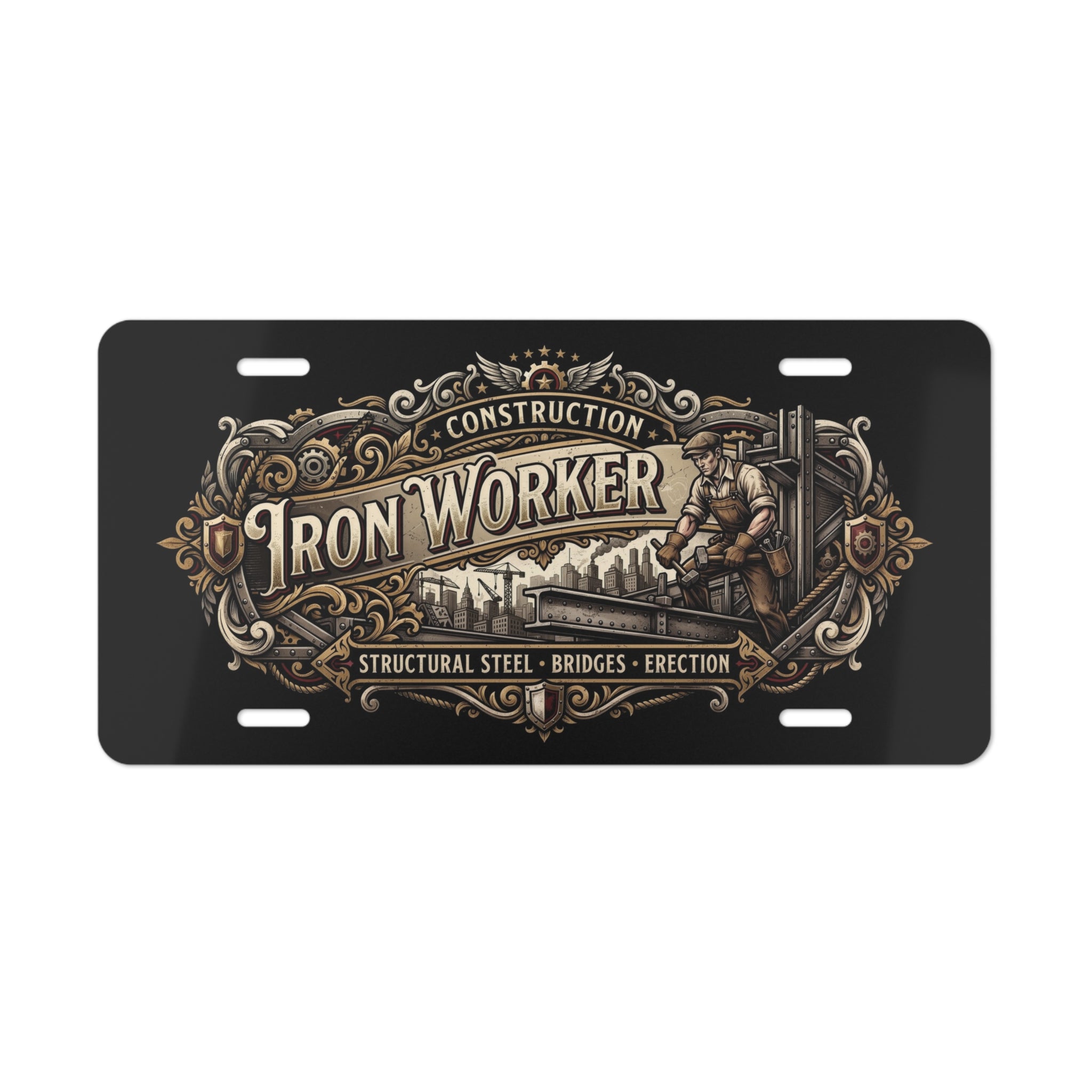 Iron Worker Vanity Plate — Construction Structural Steel License Plate - DCA0321