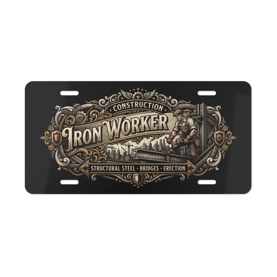 Iron Worker Vanity Plate — Construction Structural Steel License Plate - DCA0321