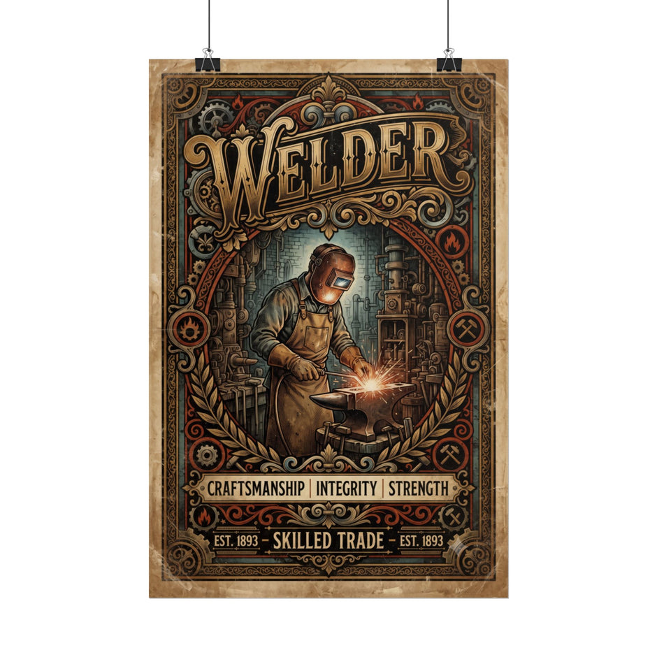 Welder Poster — Vintage Skilled Trade Wall Art: 