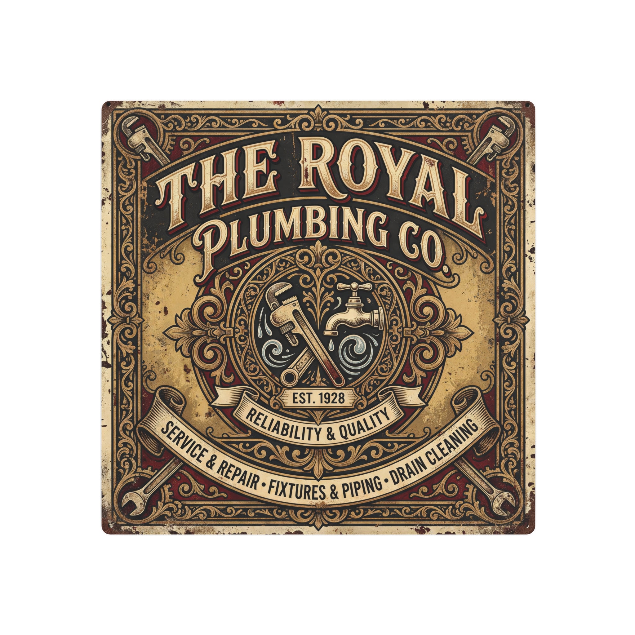 Plumbing - The Royal Plumbing Co. Vintage Metal Sign — Retro Plumbing Wall Art - DCA0443