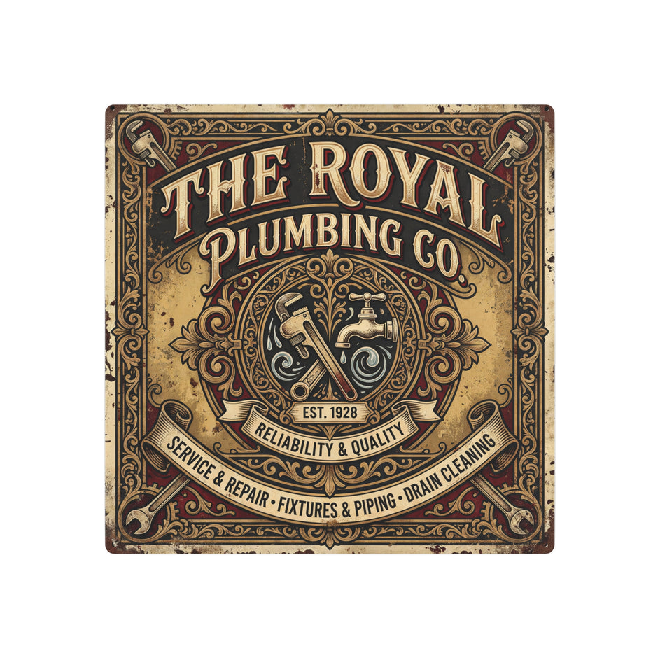 Plumbing - The Royal Plumbing Co. Vintage Metal Sign — Retro Plumbing Wall Art - DCA0443