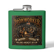 Ironworker Flask — 'Ironworker: Building America's Skyline' Stainless Steel 6oz Hip Flask - DCA0424