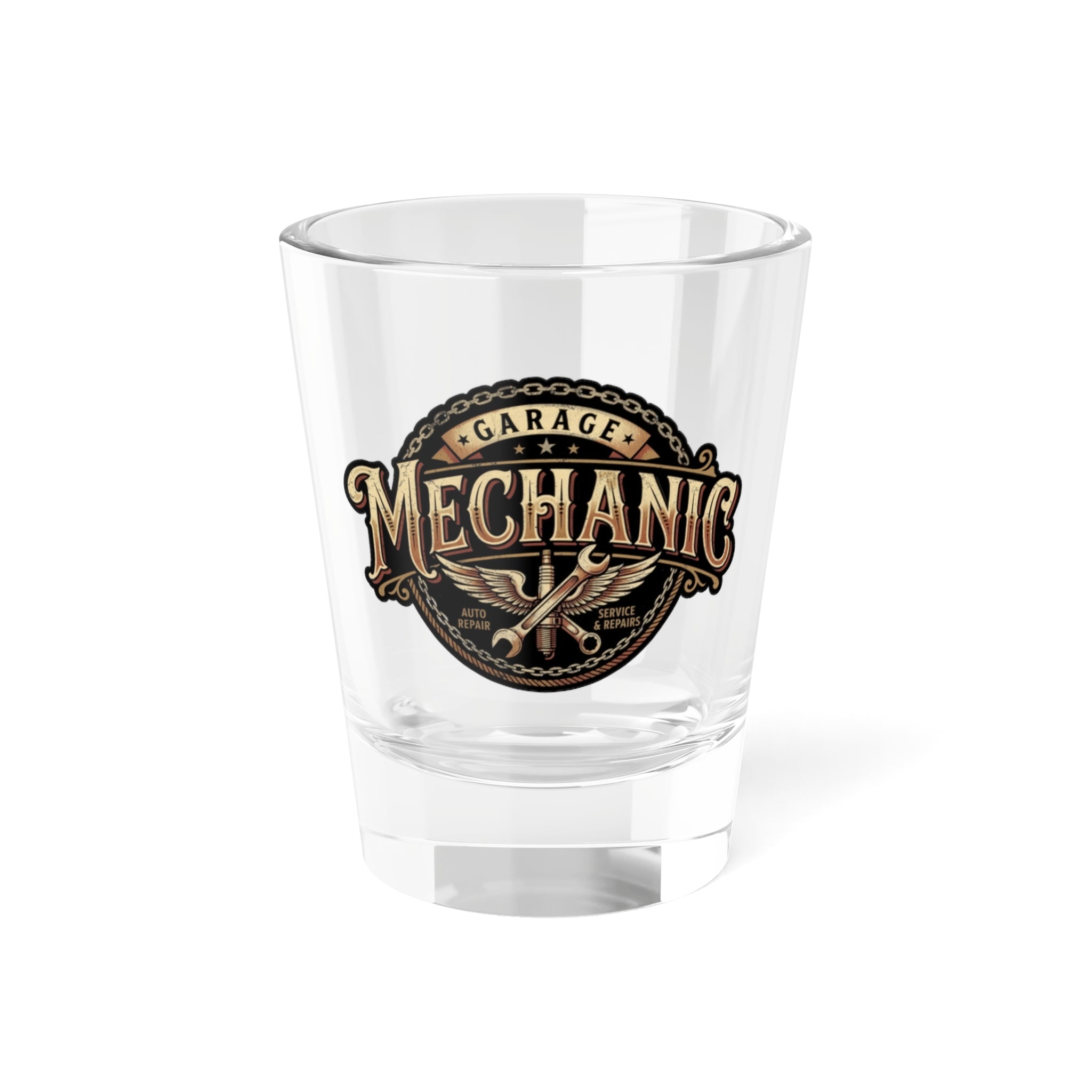 Mechanic Garage Vintage Logo Shot Glass — 1.5 oz - DCA0163
