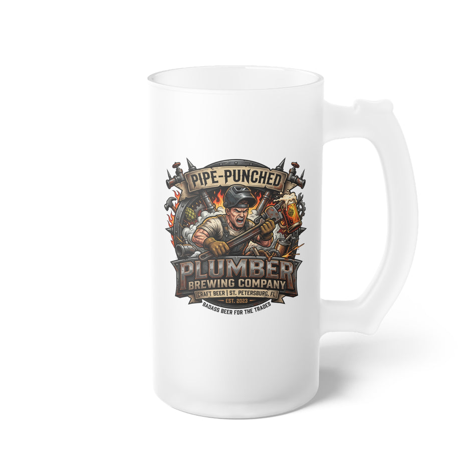 Plumber Beer Mug – Frosted Glass 16 oz Trade Gift - DCA0520
