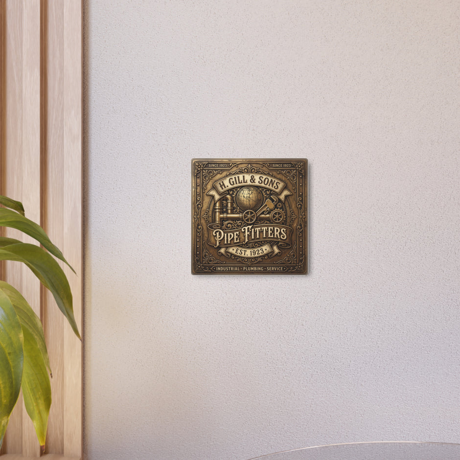 Pipefitters Metal Sign — H. Gill & Sons 1923 Industrial Wall Plaque - DCA0441
