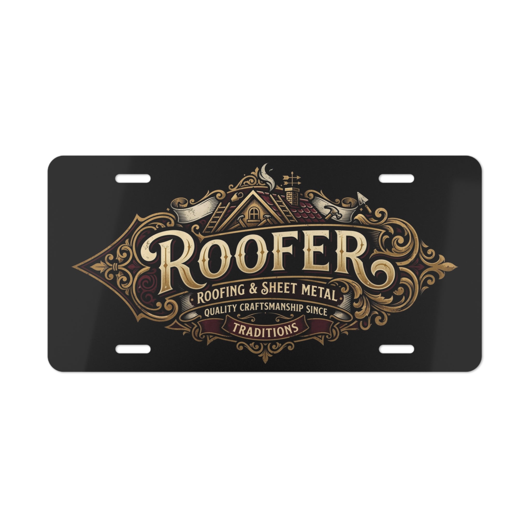 Roofer Vintage Crest Vanity License Plate - DCA0330