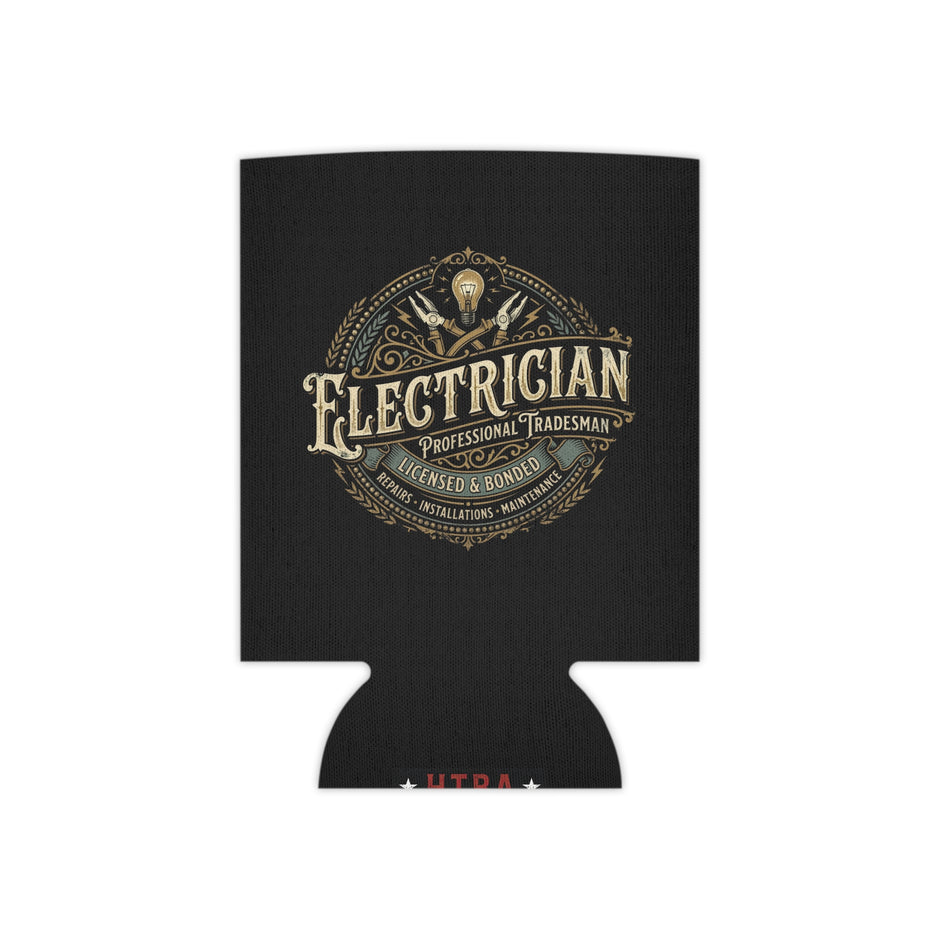 Electrician Can Cooler – Vintage Tradesman Logo Beverage Koozie - DCA0287