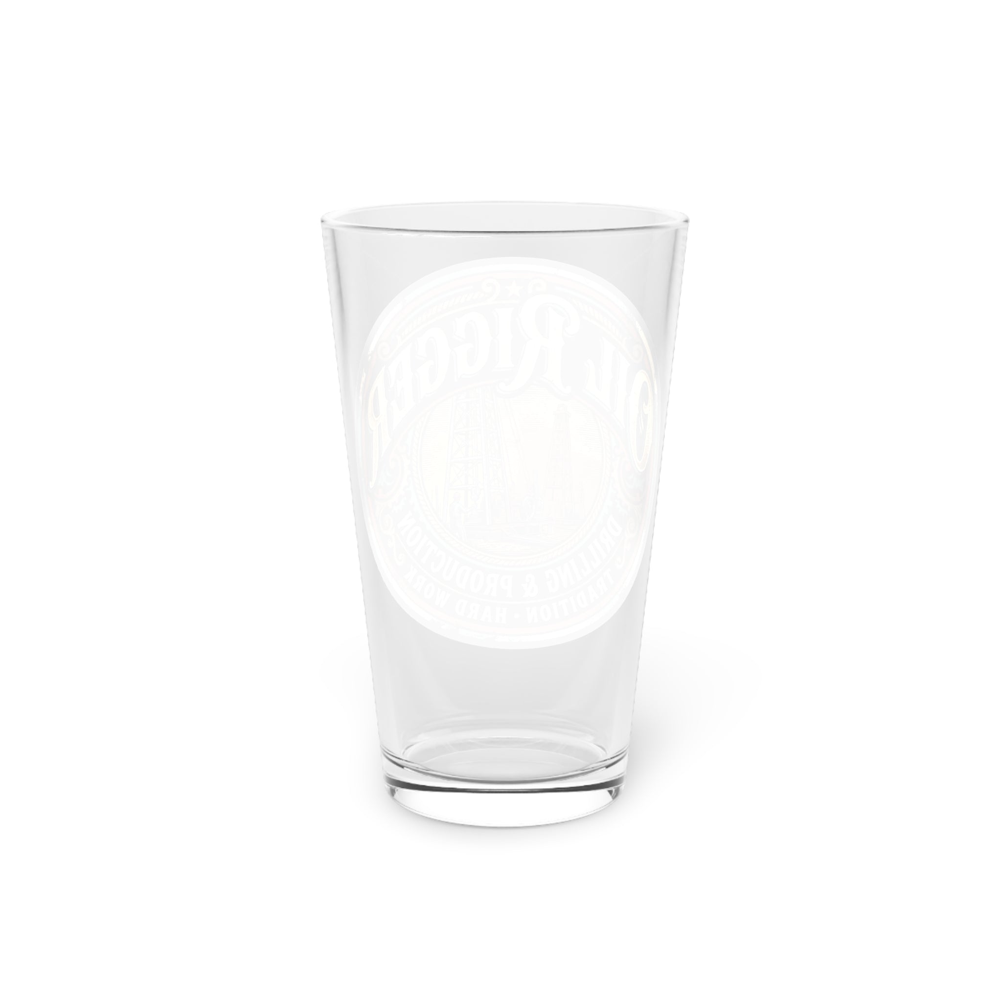 Oil Rigger Pint Glass – Vintage Drilling & Production Logo 16oz - DCA0166