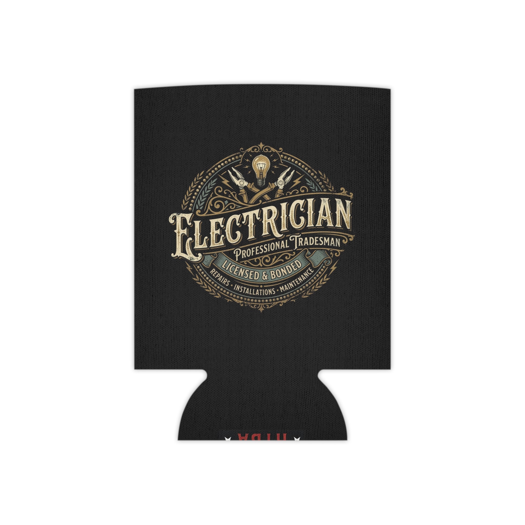 Electrician Can Cooler – Vintage Tradesman Logo Beverage Koozie - DCA0287