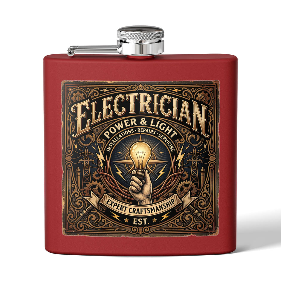 Electrician Licensed & Bonded Flask – 6oz Stainless Steel Hip Flask (Power • Lighting • Repairs) - DCA0421