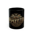 Pipefitter Service & Repair Black Coffee Mug — Vintage Tools Design (11oz/15oz)