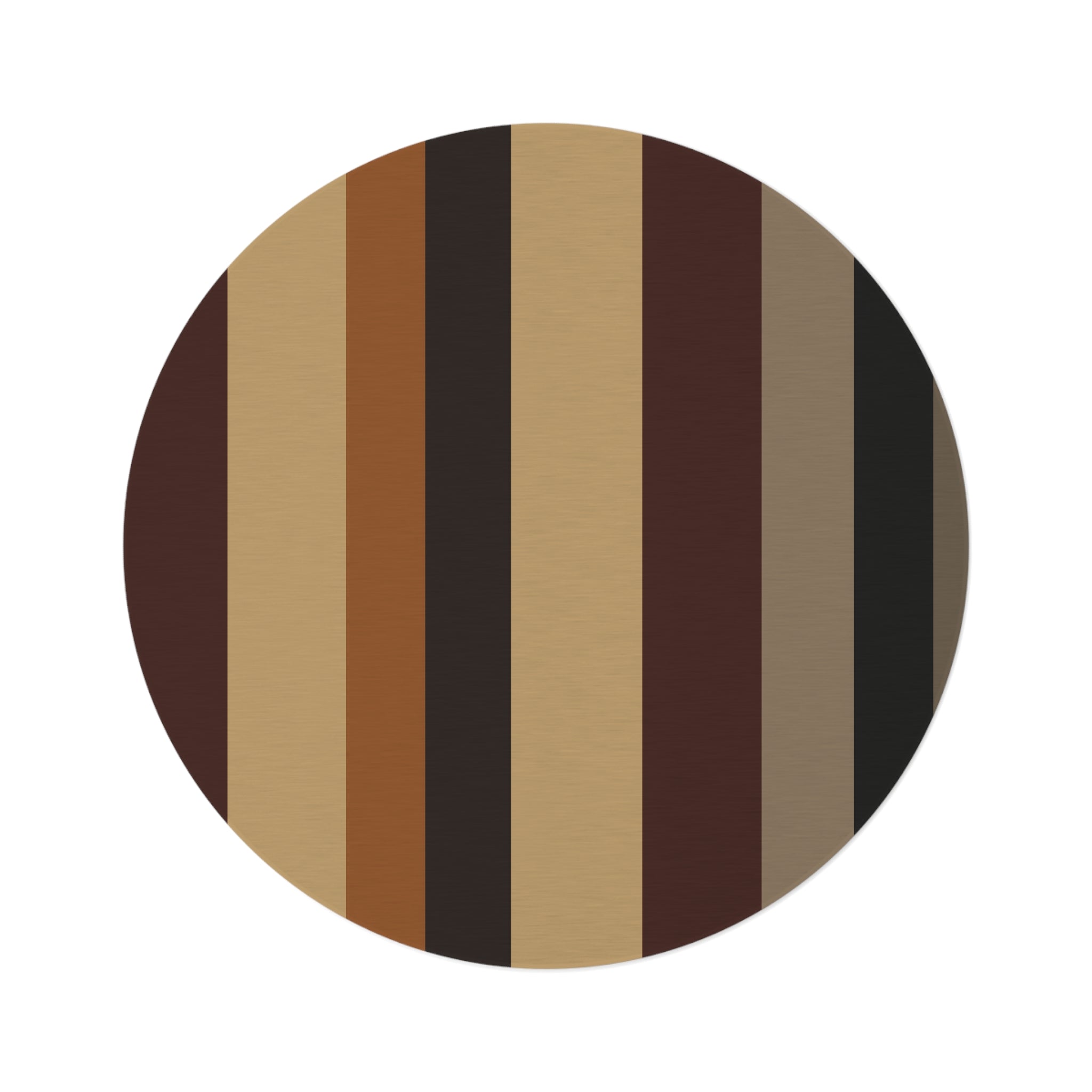 Round Striped Rug — Retro Earthtone Circular Accent Rug