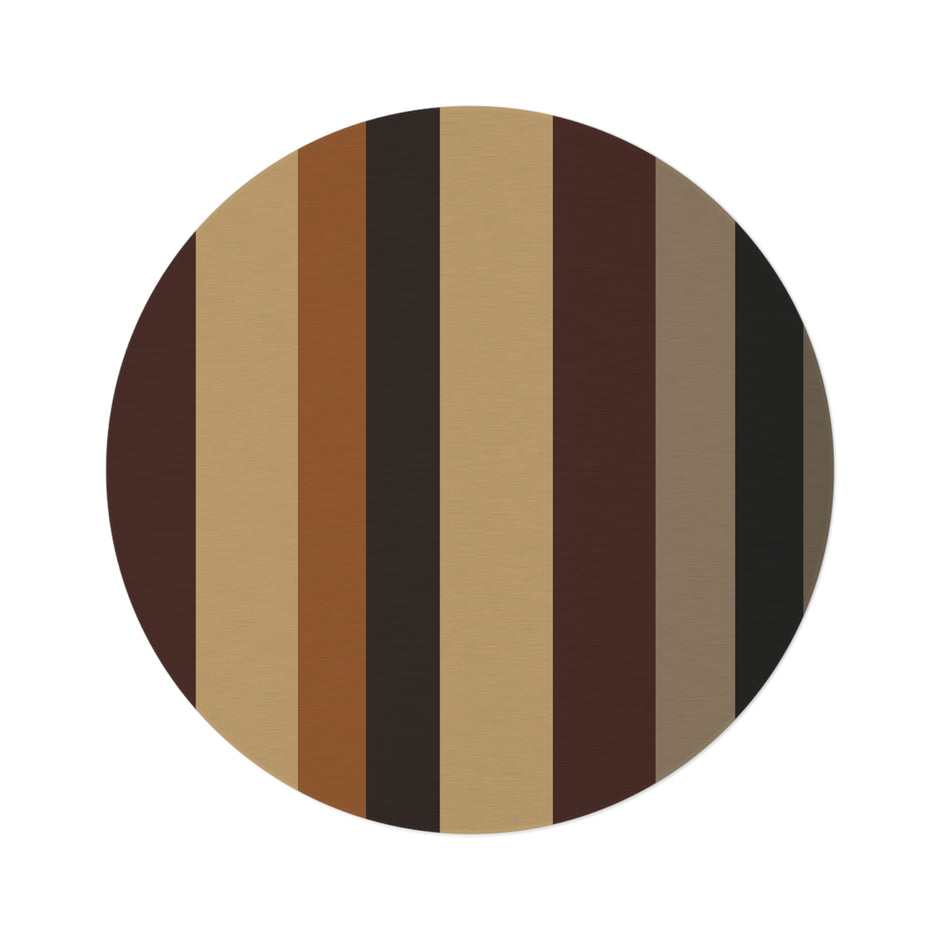 Round Striped Rug — Retro Earthtone Circular Accent Rug