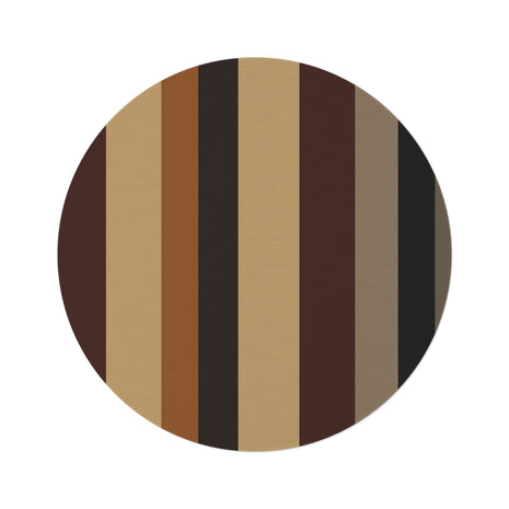 Round Striped Rug — Retro Earthtone Circular Accent Rug