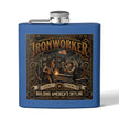 Ironworker Flask — 'Ironworker: Building America's Skyline' Stainless Steel 6oz Hip Flask - DCA0424