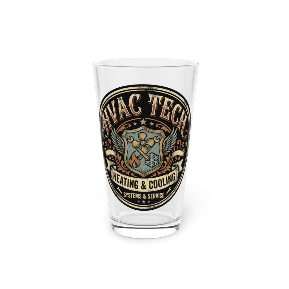 HVAC Tech Pint Glass 16oz — Heating & Cooling Logo Beer Glass - DCA0150