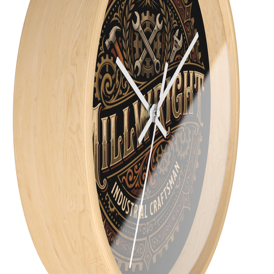 Millwright Industrial Wall Clock — Steampunk Gear Emblem - DCA0392