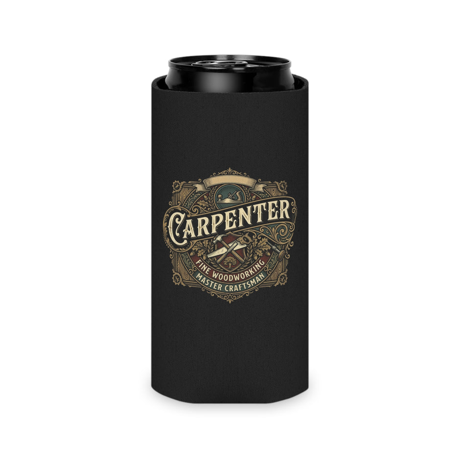 Carpenter Can Cooler — Retro Woodworking Logo Beverage Insulator - DCA0286
