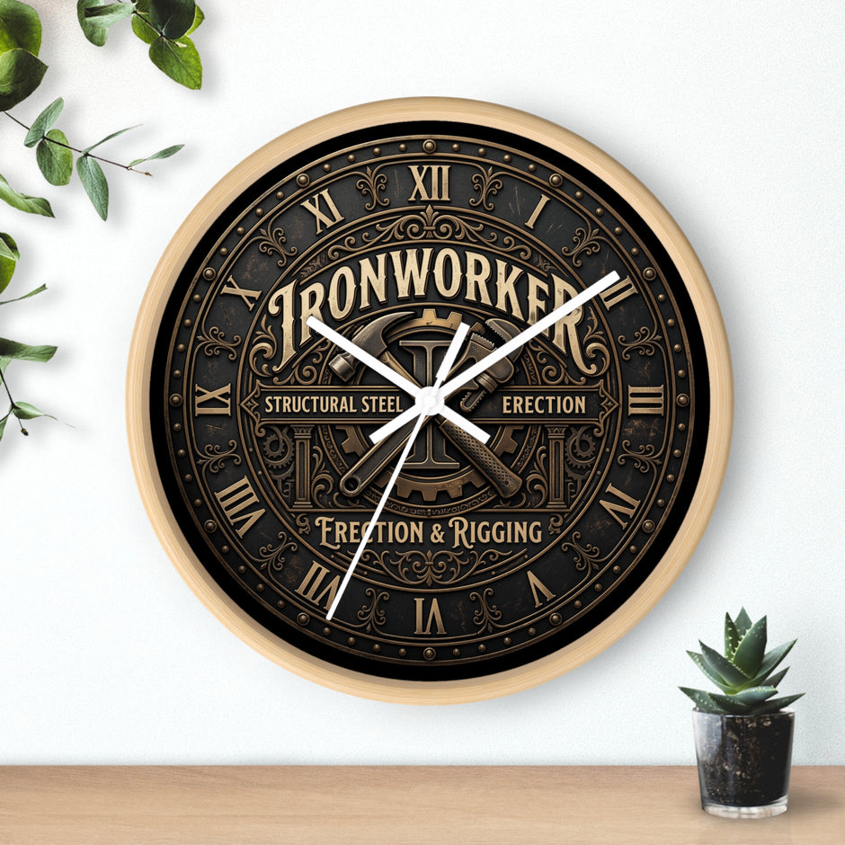 Ironworker Vintage Wall Clock — Structural Steel Erection & Rigging Decor - DCA0388