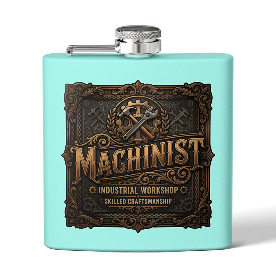 Machinist Flask — 6oz Stainless Steel Industrial Workshop Hip Flask - DCA0426