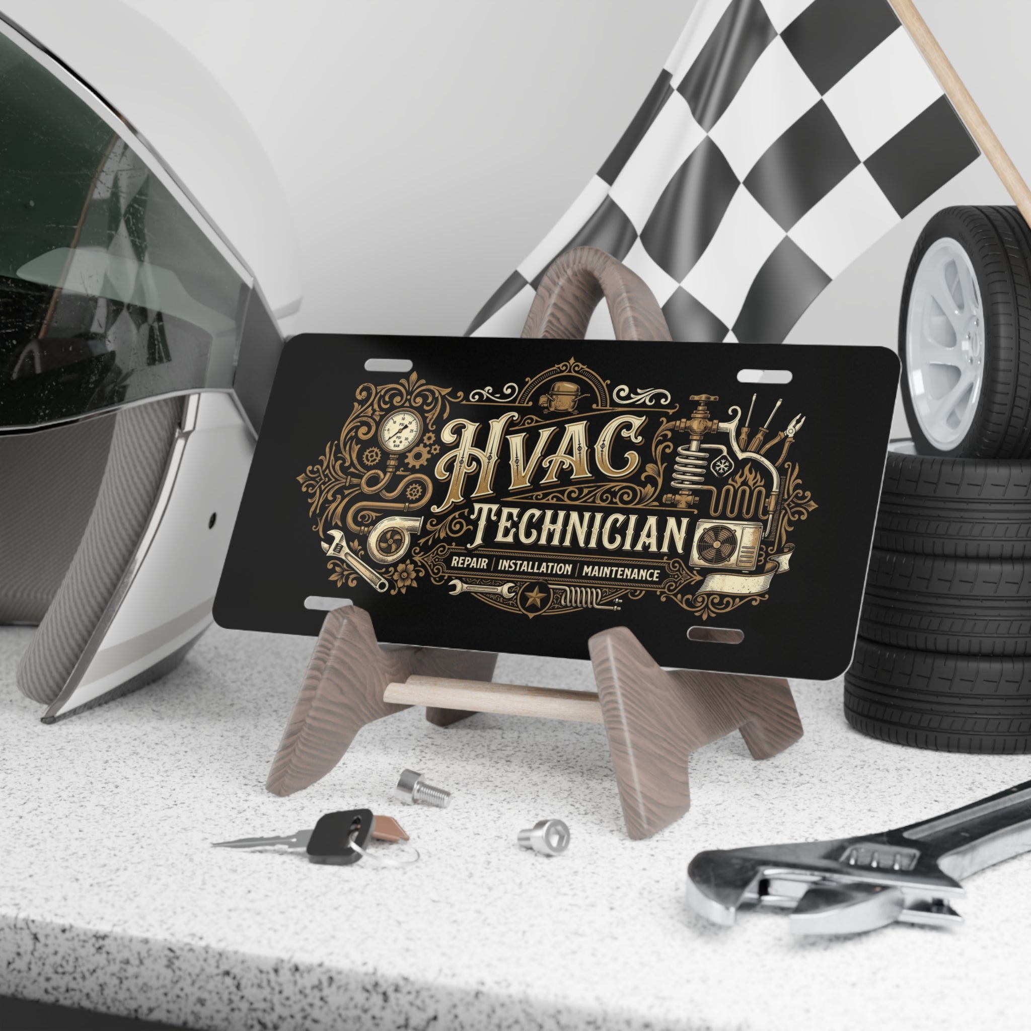 HVAC Technician Vintage Vanity Plate – DCA0320