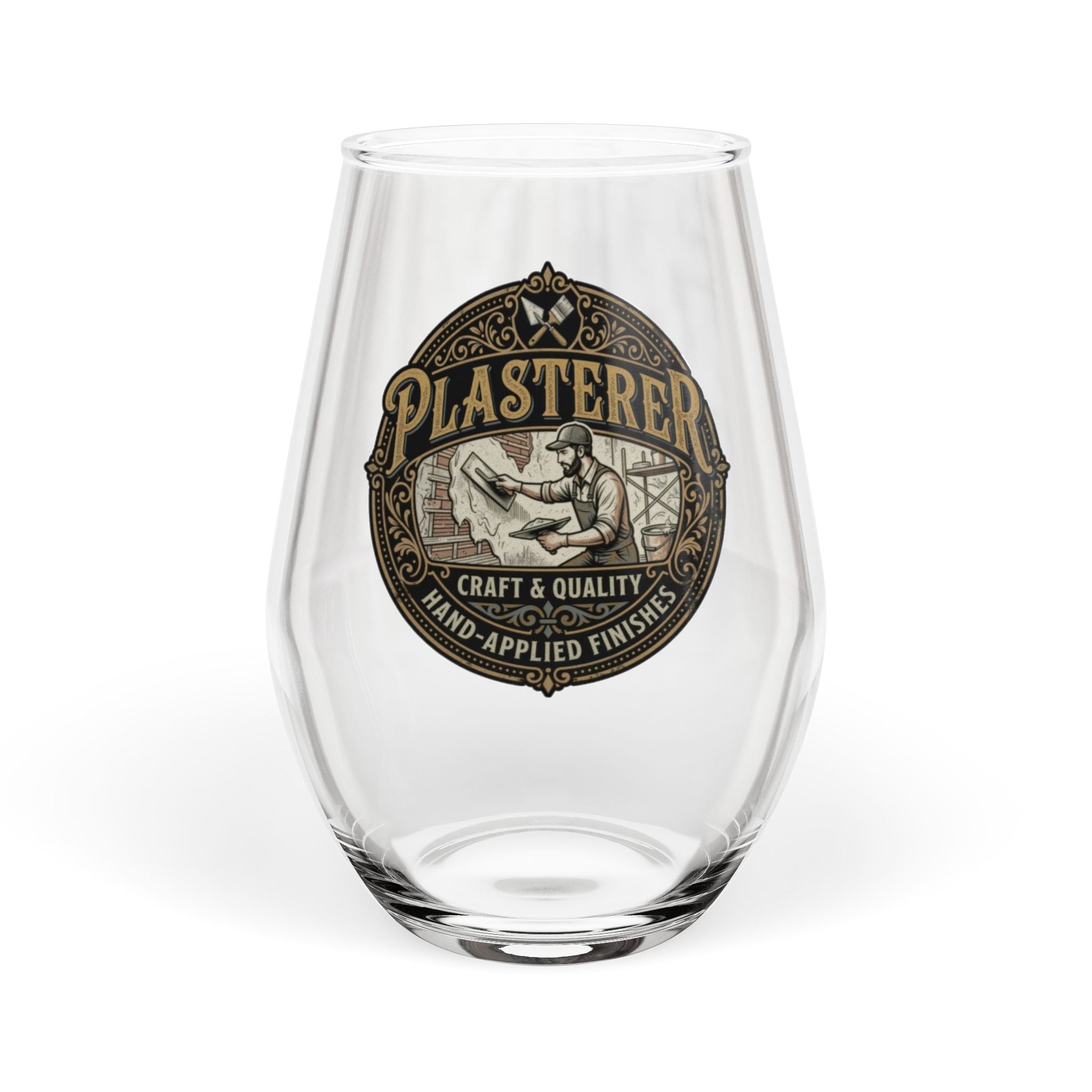 Plasterer Craft Logo Stemless Wine Glass – 11.75oz - DCA0346