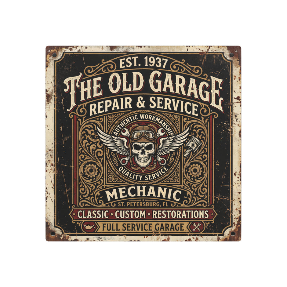 Mechanic - Vintage Mechanic Metal Sign — The Old Garage Repair & Service Wall Art - DCA0437