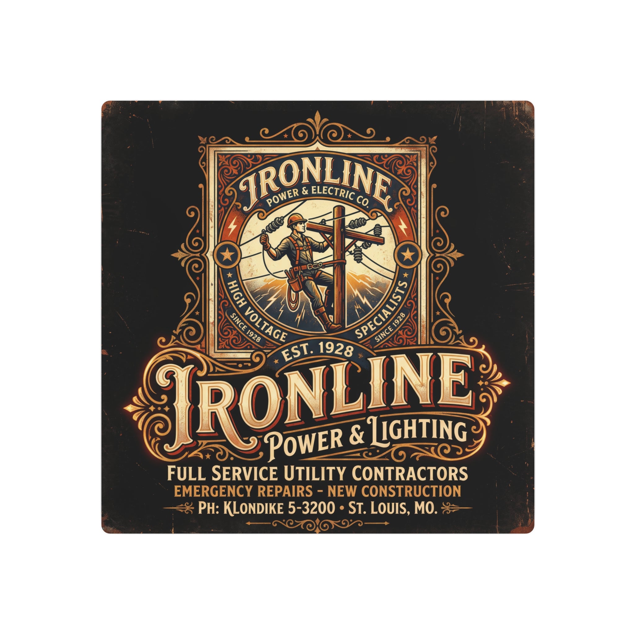Linemen - Ironline Power & Lighting Vintage Metal Sign - DCA0434