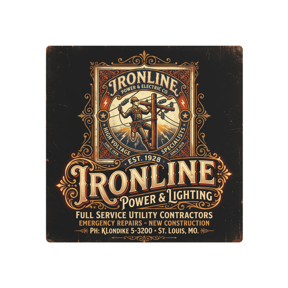 Linemen - Ironline Power & Lighting Vintage Metal Sign - DCA0434