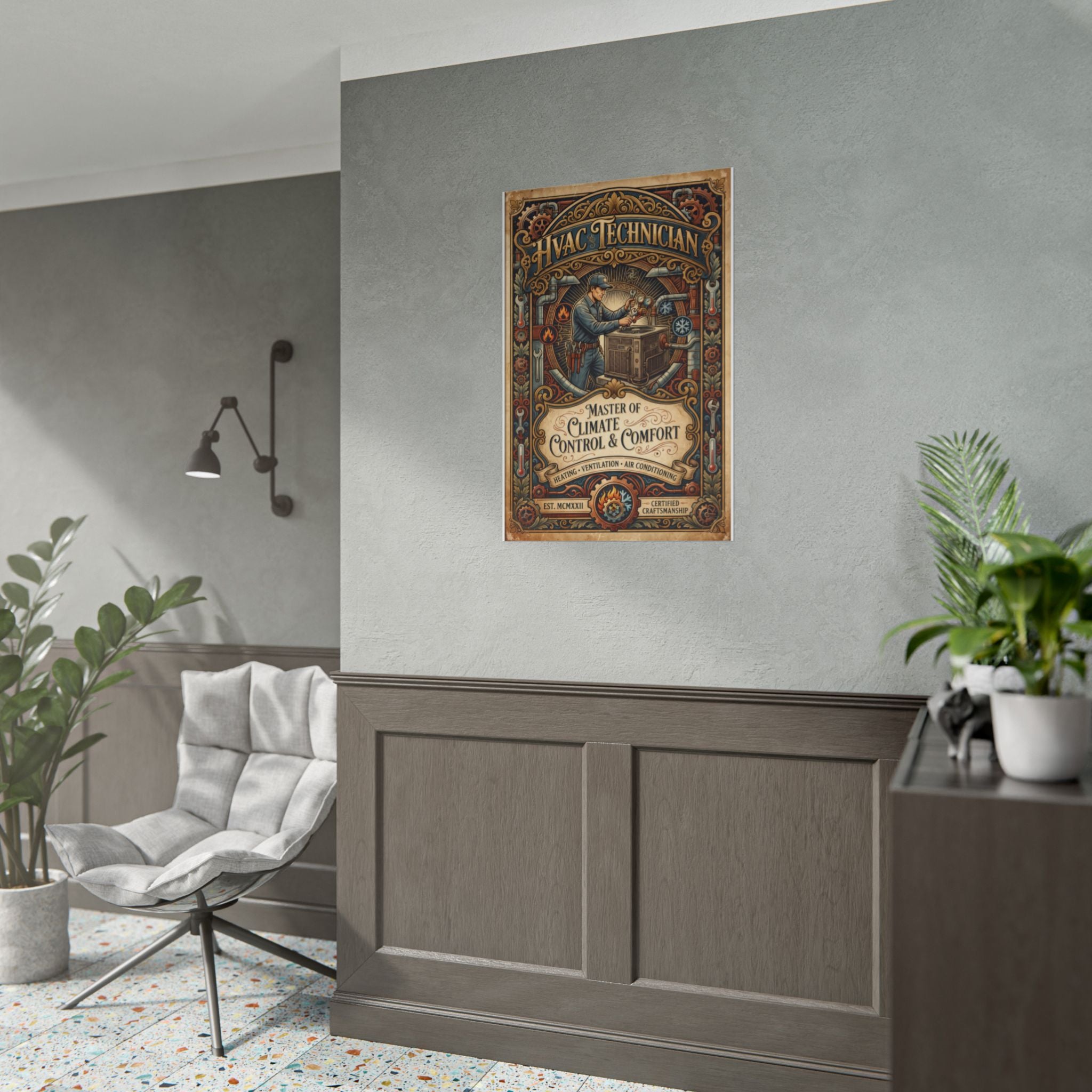 HVAC Technician Rolled Poster — 