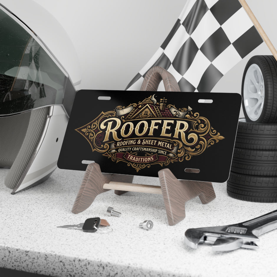 Roofer Vintage Crest Vanity License Plate - DCA0330