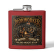 Ironworker Flask — 'Ironworker: Building America's Skyline' Stainless Steel 6oz Hip Flask - DCA0424