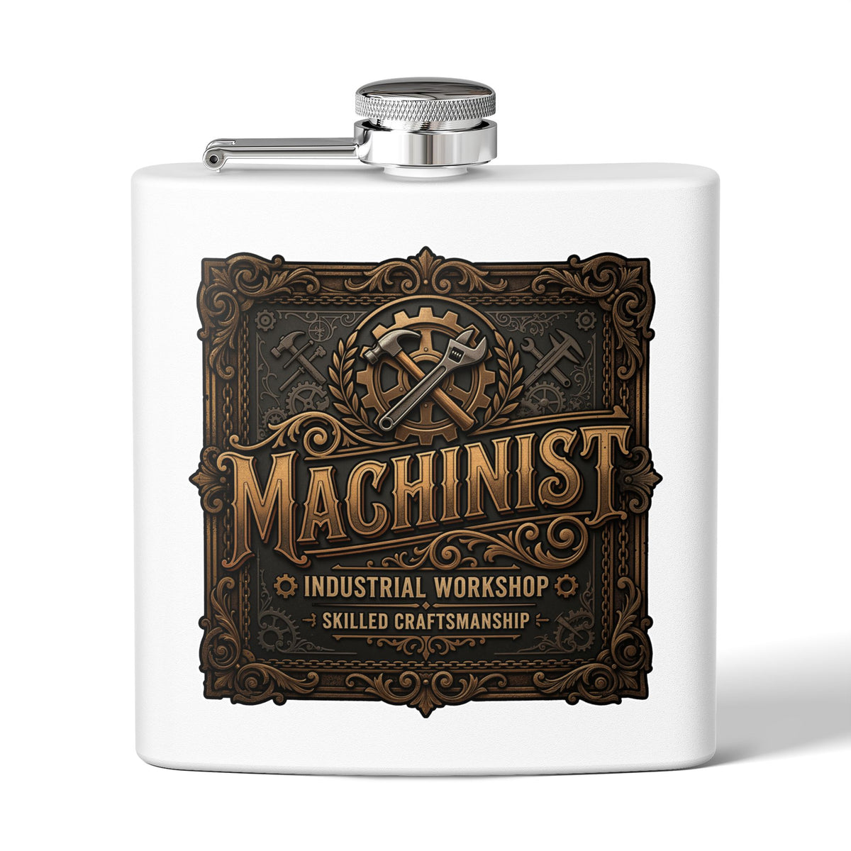 Machinist Flask — 6oz Stainless Steel Industrial Workshop Hip Flask - DCA0426