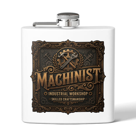 Machinist Flask — 6oz Stainless Steel Industrial Workshop Hip Flask - DCA0426