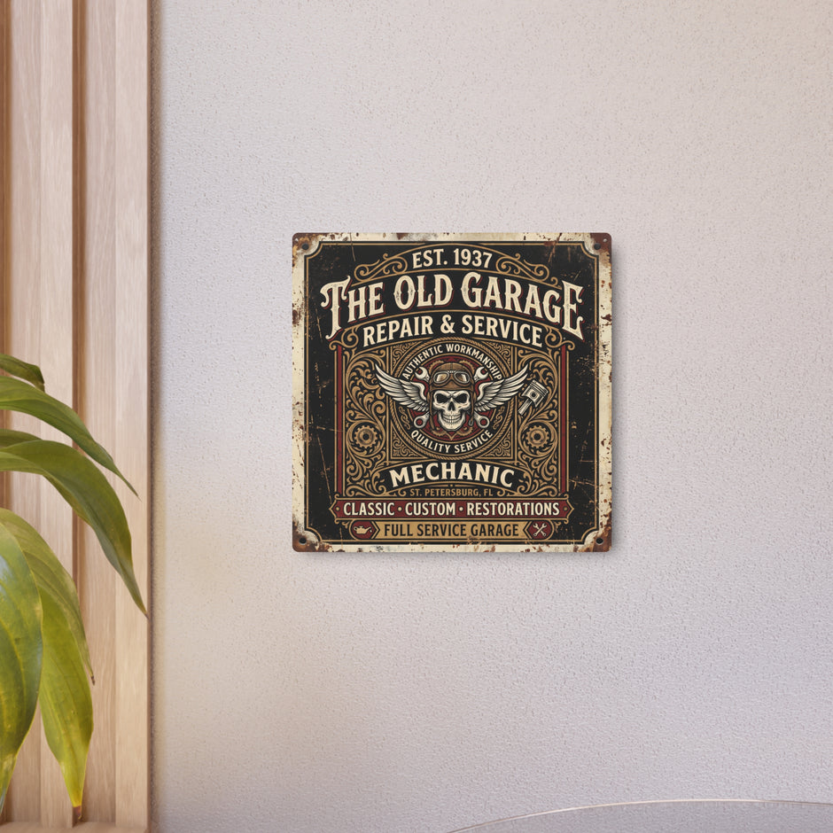 Mechanic - Vintage Mechanic Metal Sign — The Old Garage Repair & Service Wall Art - DCA0437