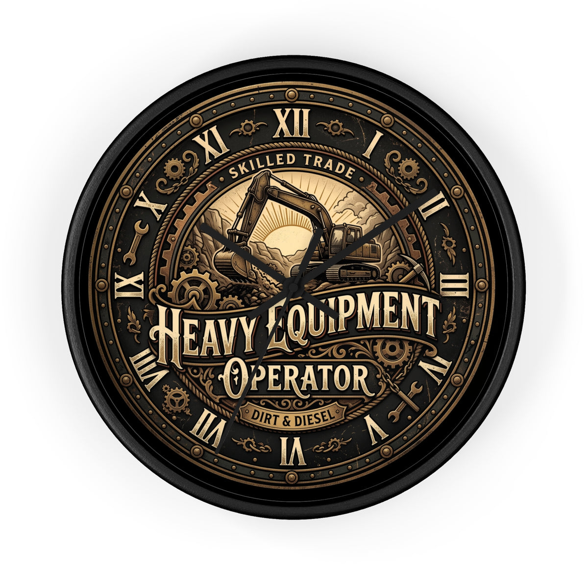 Heavy Equipment Operator Wall Clock — Vintage Excavator Garage & Workshop Decor - DCA0386