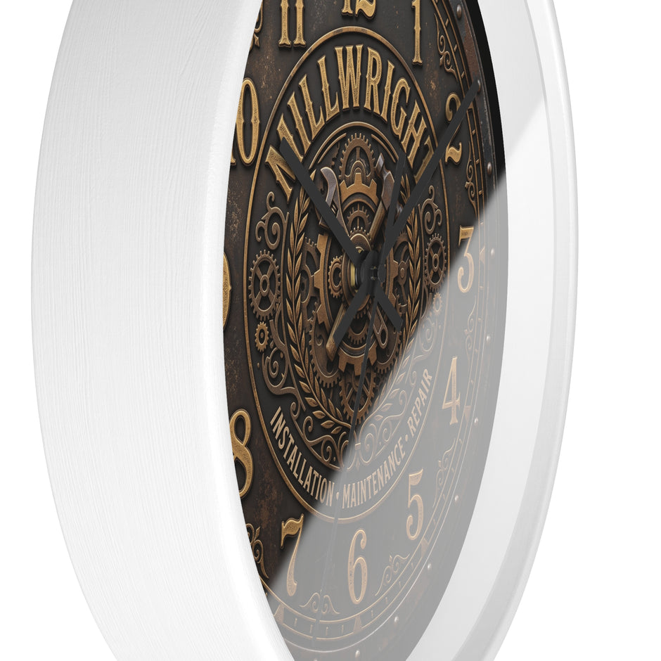 Millwright Vintage Industrial Wall Clock — Steampunk Workshop Decor - DCA0392