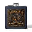 Ironworker Flask — 'Ironworker: Building America's Skyline' Stainless Steel 6oz Hip Flask - DCA0424