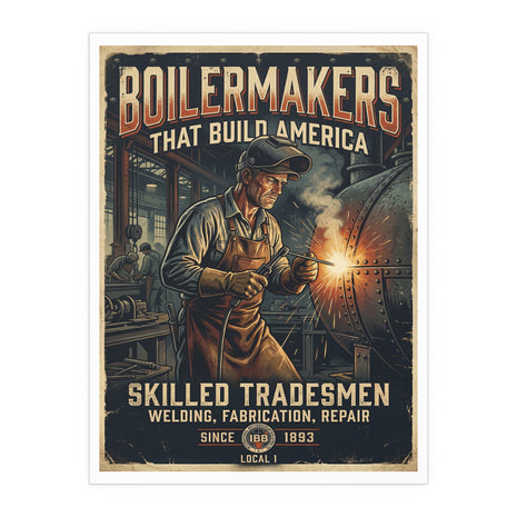 Boilermakers That Build America Silk Poster – Skilled Tradesmen Welding Vintage Wall Art