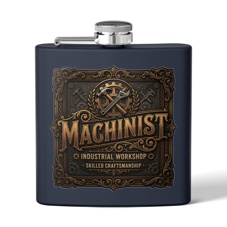 Machinist Flask — 6oz Stainless Steel Industrial Workshop Hip Flask - DCA0426