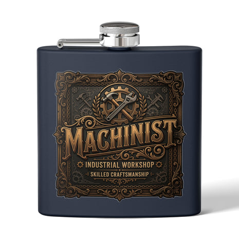 Machinist Flask — 6oz Stainless Steel Industrial Workshop Hip Flask - DCA0426
