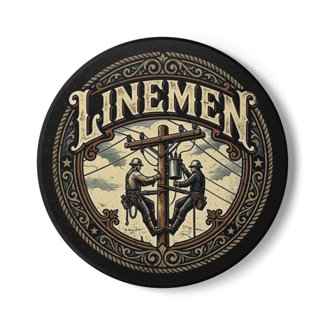Linemen Ceramic Coaster — Vintage Utility Worker Tribute - DCA0232