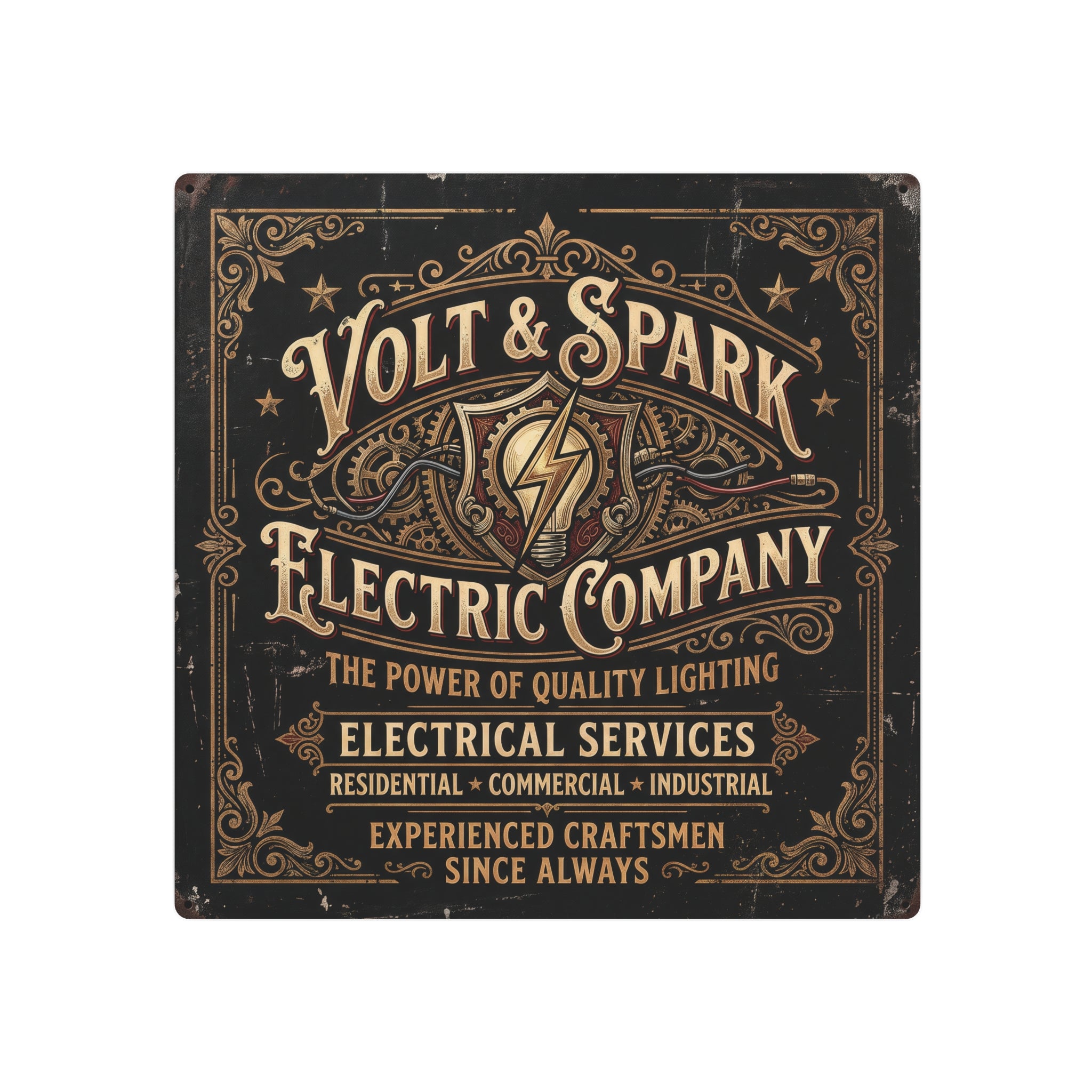 Electrician - Volt & Spark Electric Company Vintage Metal Sign — Retro Electrician Wall Art - DCA0430