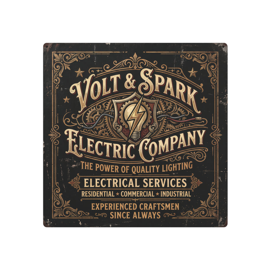 Electrician - Volt & Spark Electric Company Vintage Metal Sign — Retro Electrician Wall Art - DCA0430