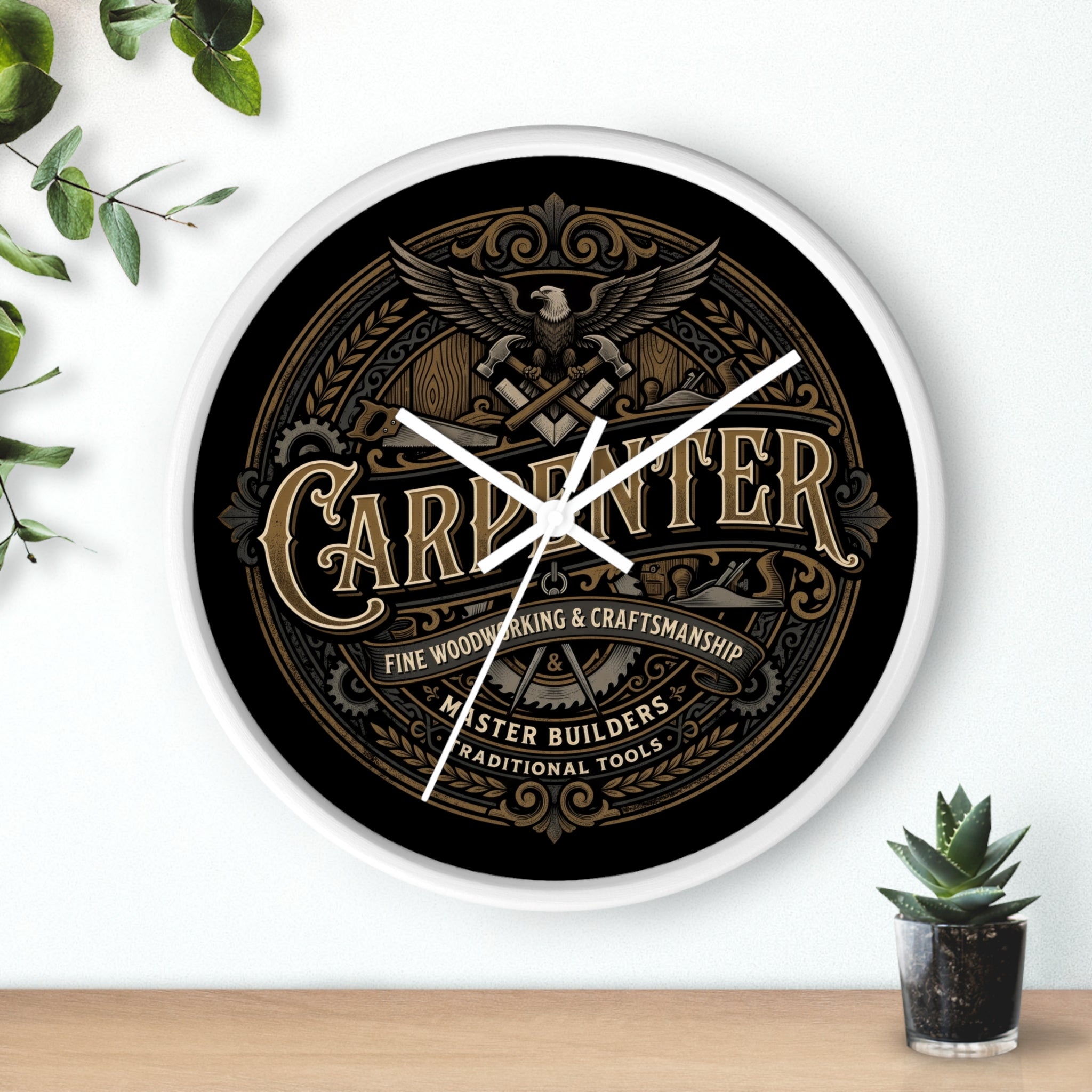 Carpenter Vintage Emblem Wall Clock – Fine Woodworking & Craftsmanship - DCA384